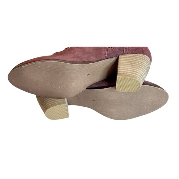 Diba Women's Sequoia Suede Bootie Burgundy Stacked Heel Toe Accent Size 9 NWOB - Picture 8 of 8